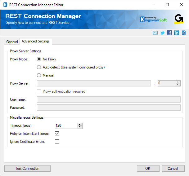 GoToWebinar Connection Manager - Advanced Settings